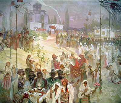 The Coronation of the Serbian Tsar Stefan Dusan as East Roman Emperor Alphonse Mucha